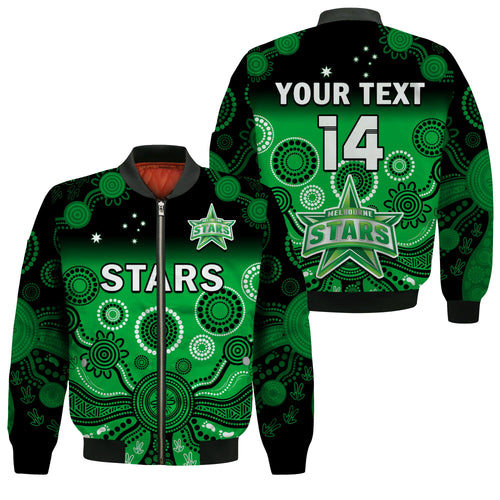 custom-text-and-number-melbourne-stars-bomber-jacket-gradient-aboriginal-dot-painting