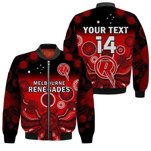custom-text-and-number-melbourne-renegades-bomber-jacket-gradient-aboriginal-dot-painting