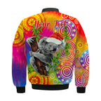 custom-personalised-australia-koala-aboriginal-bomber-jacket-rainbow-tie-dye-merry-christmas