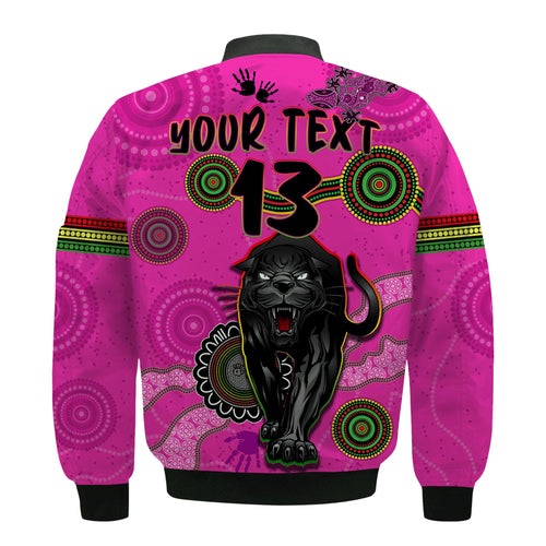 custom-text-and-number-panthers-bomber-jacket-aboriginal-with-lizard