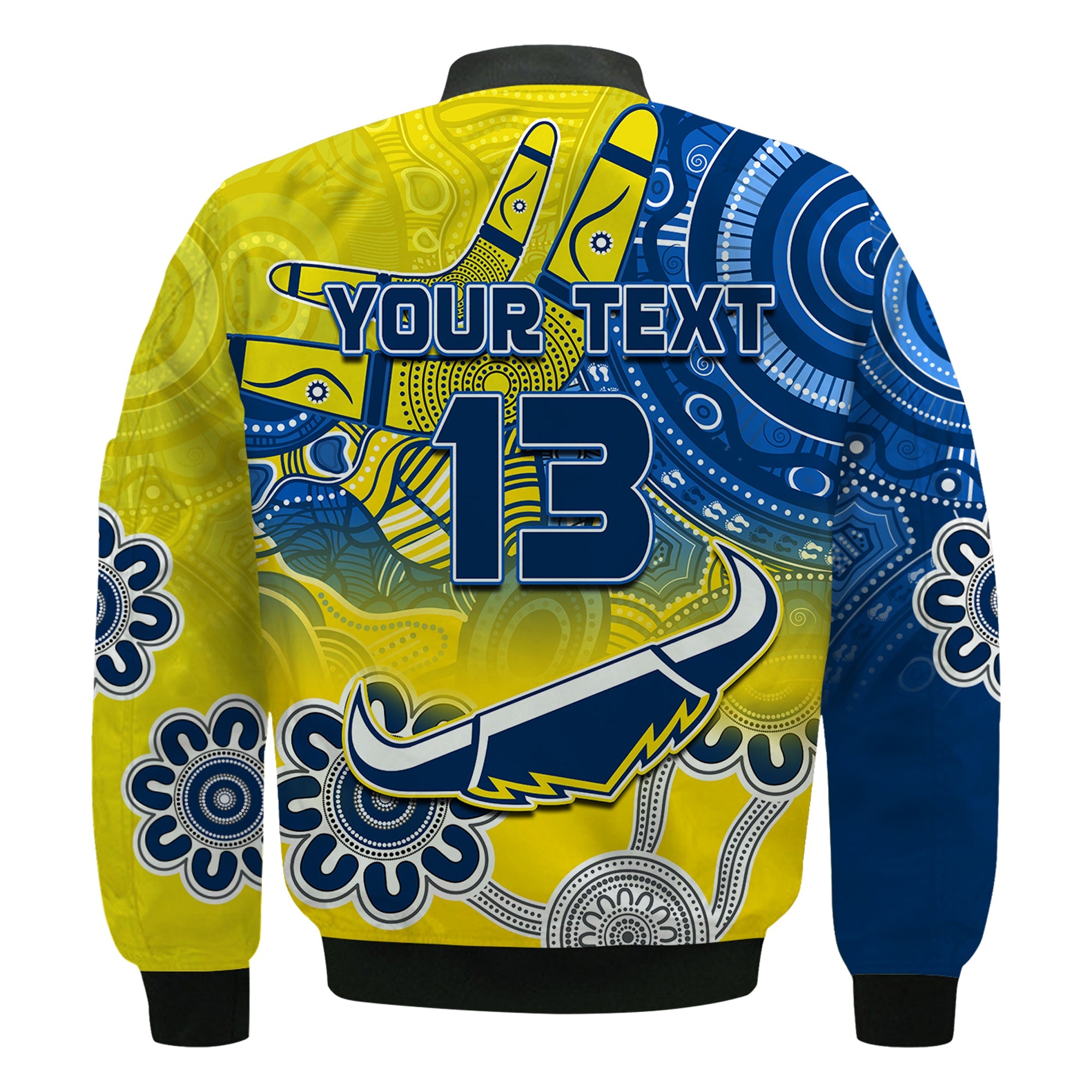 custom-text-and-number-cowboys-rugby-bomber-jacket-aboriginal-boomerang-go-premiers-north-queensland