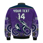 custom-text-and-number-melbourne-storm-rugby-bomber-jacket-indigenous-boomerang-gradient-style