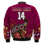 custom-text-and-number-maroons-rugby-bomber-jacket-queensland-kangaroo-aboriginal-dot-paintings