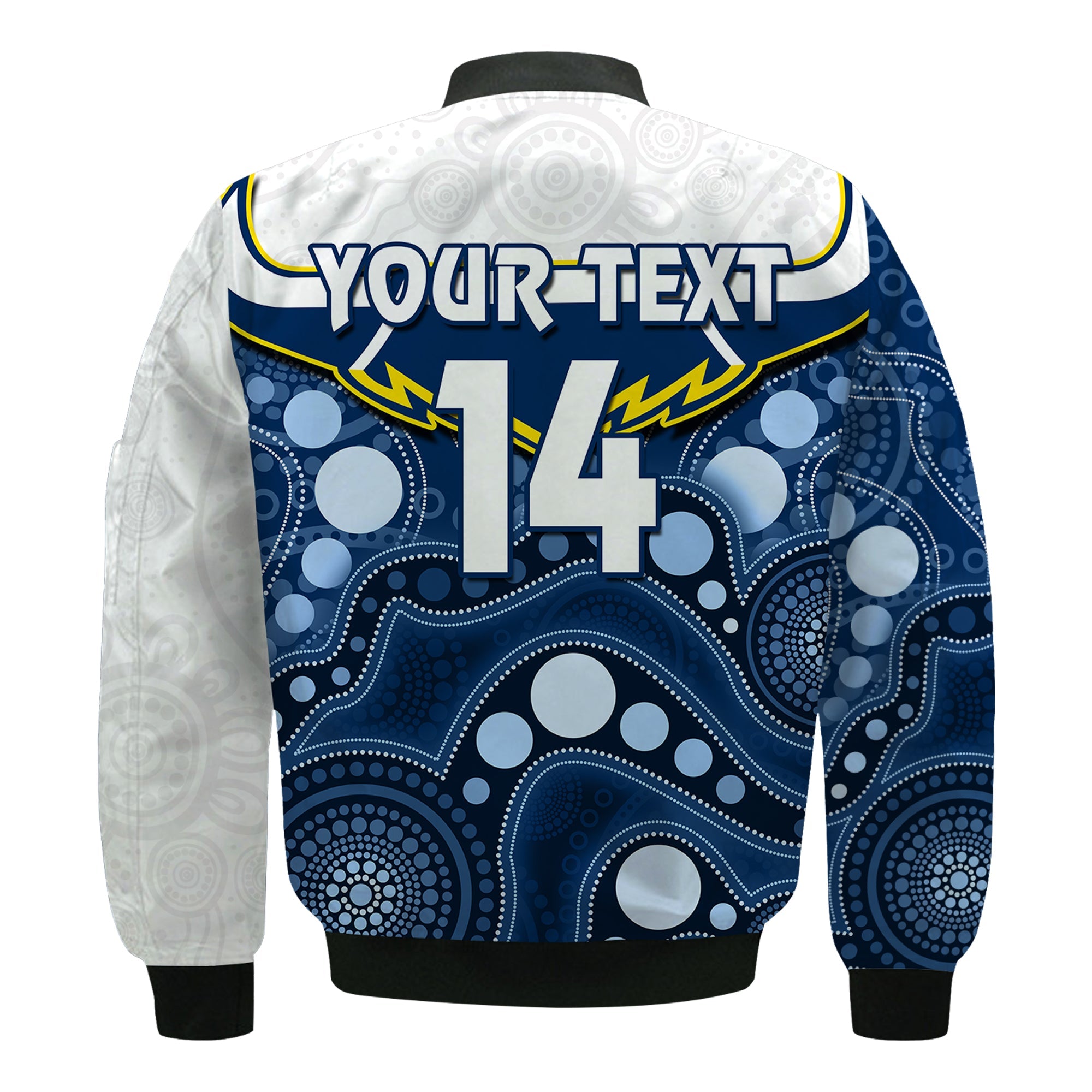 custom-text-and-number-cowboys-rugby-bomber-jacket-indigenous-pattern-2022-premiers-sporty-style