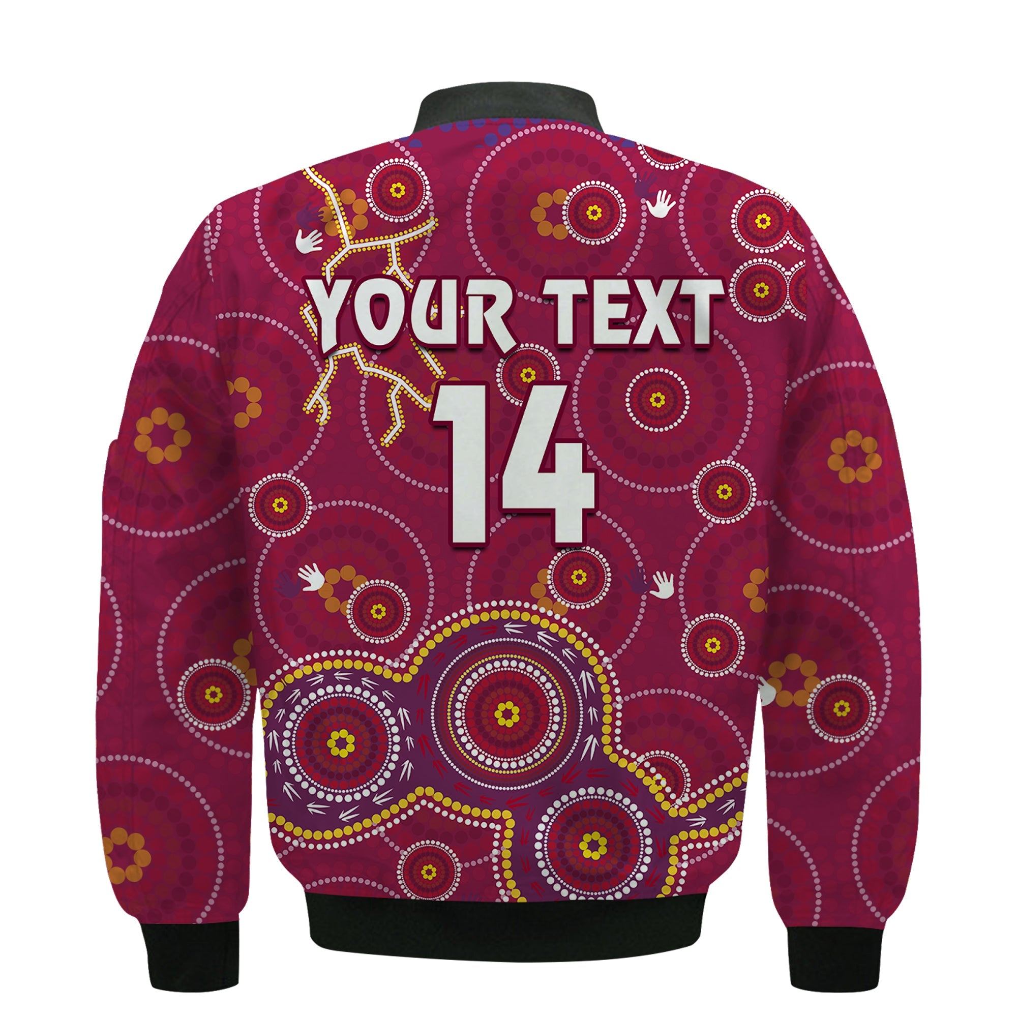 custom-text-and-number-maroons-rugby-bomber-jacket-kangaroo-indigenous-pattern-unique-version