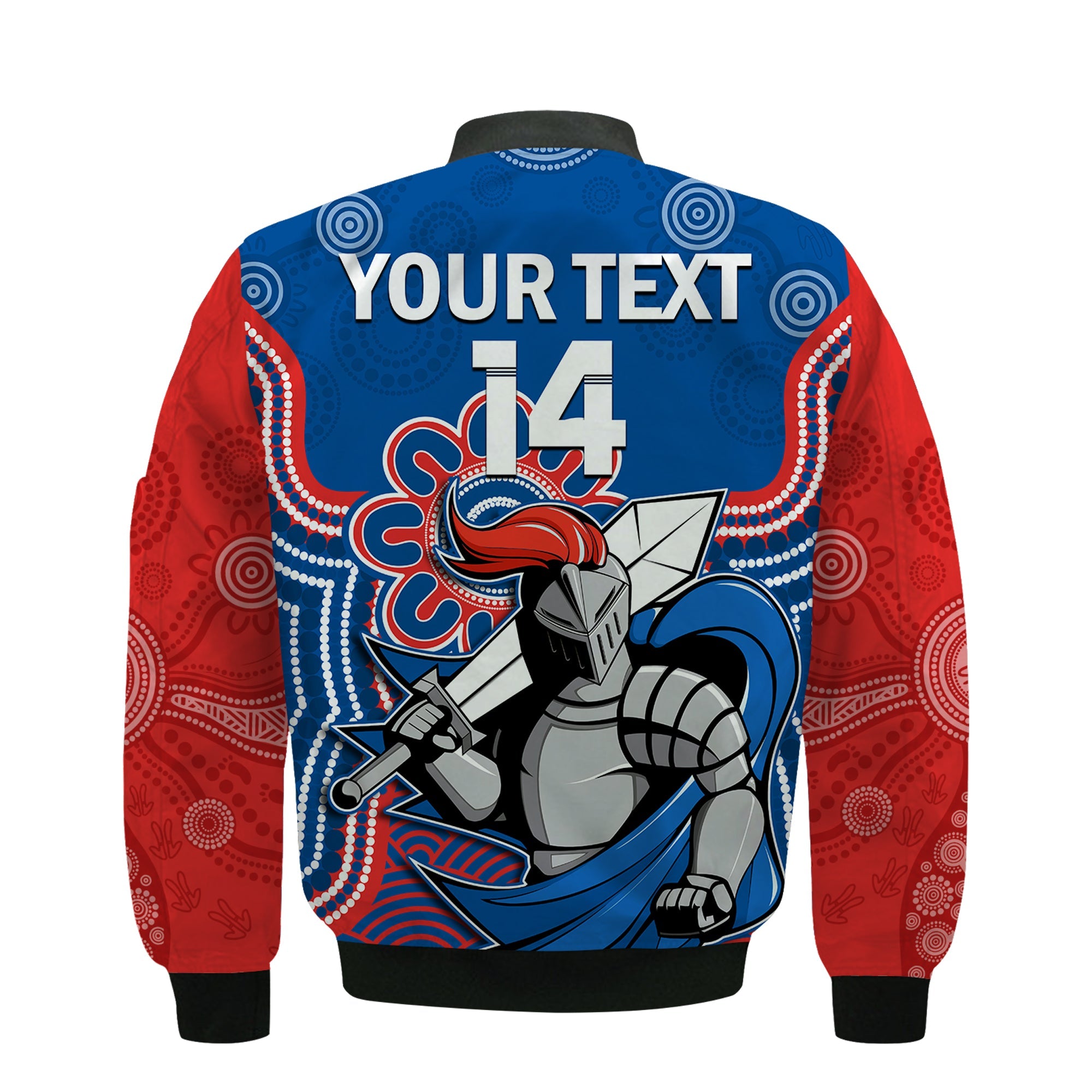custom-text-and-number-knights-rugby-bomber-jacket-novocastrians-1987-aboriginal-art