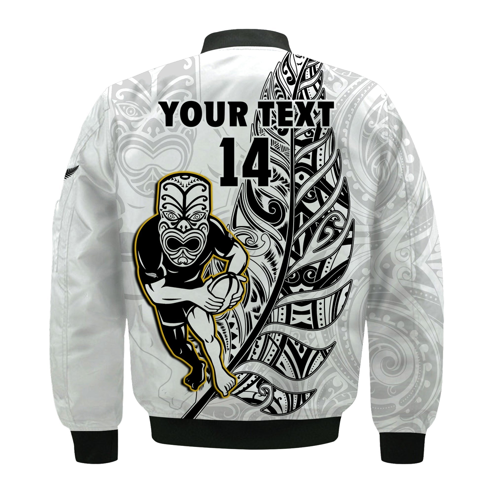 custom-text-and-number-new-zealand-silver-fern-rugby-bomber-jacket-all-black-maori-version-white