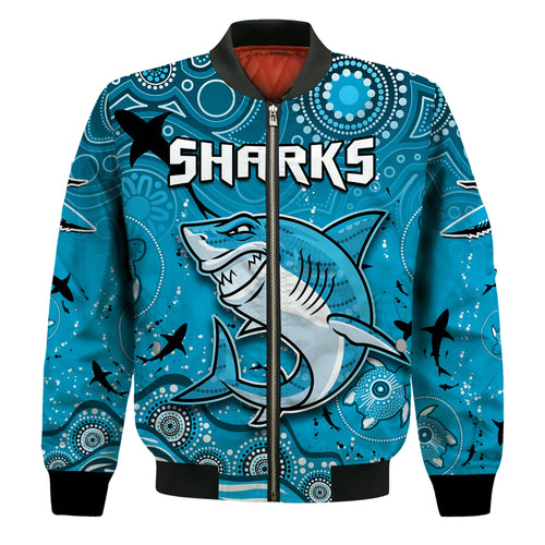 custom-text-and-number-sharks-rugby-bomber-jacket-go-sharkies-aboriginal-special-version-ver04
