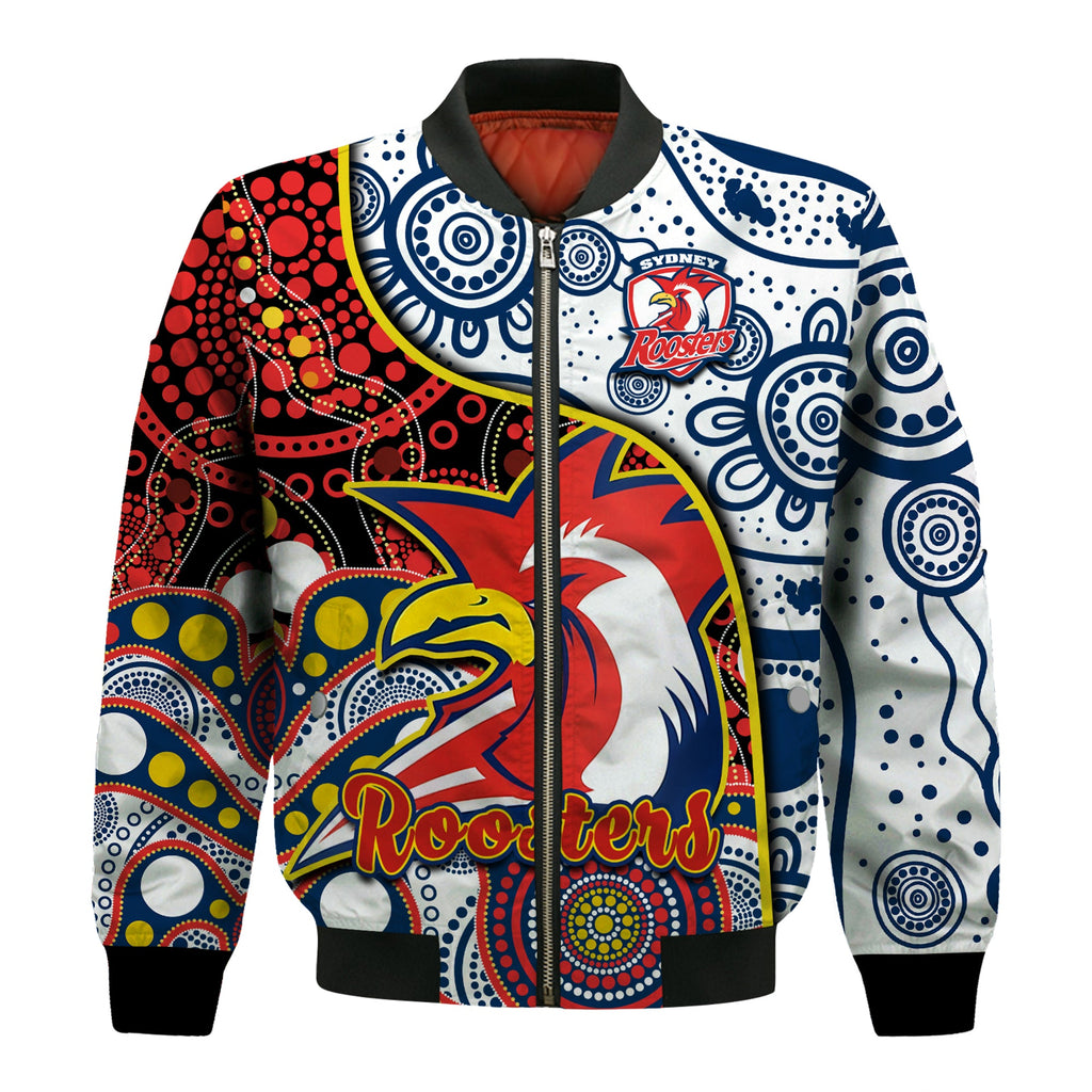 custom-text-and-number-roosters-rugby-bomber-jacket-easts-1908-aboriginal-artsy-premiers