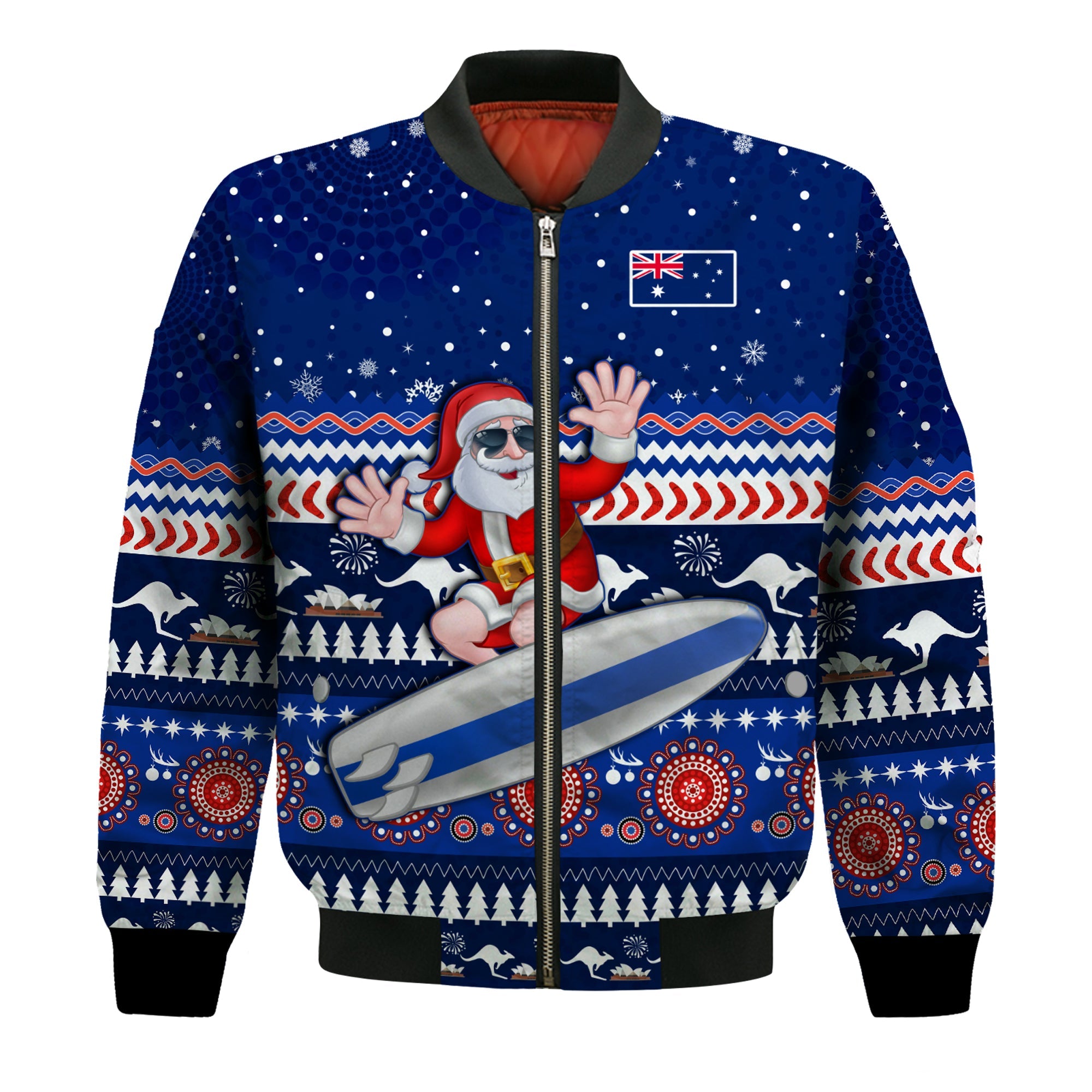 australia-christmas-bomber-jacket-aussie-aboriginal-santa-claus-is-surfing-with-kangaroo