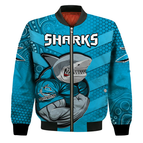 custom-text-and-number-sharks-rugby-bomber-jacket-go-sharkies-aboriginal-sporty-version-ver04