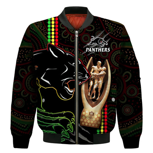 custom-text-and-number-panthers-rugby-bomber-jacket-the-riff-2022-premiers-aboriginal-art