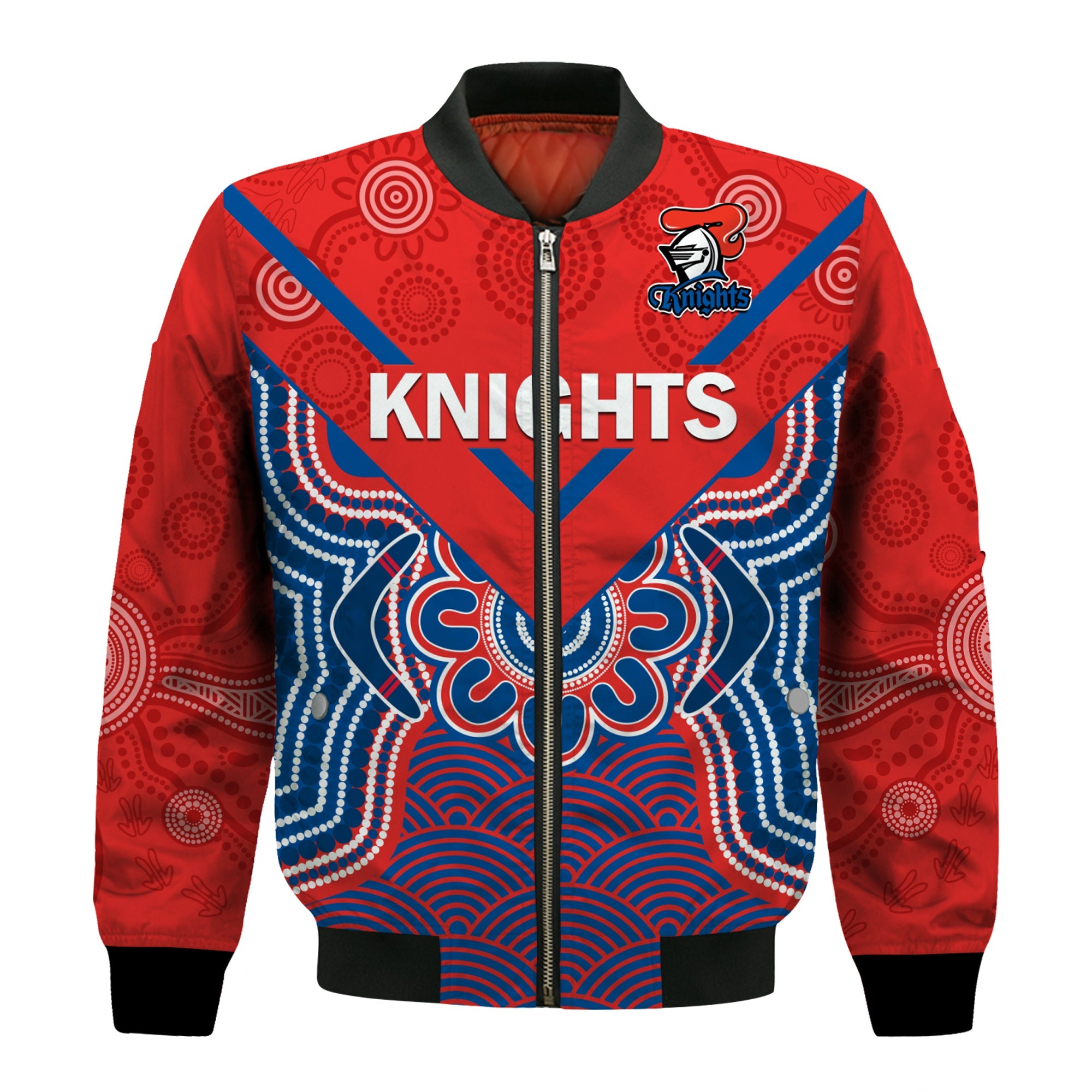custom-text-and-number-knights-rugby-bomber-jacket-novocastrians-1987-aboriginal-art