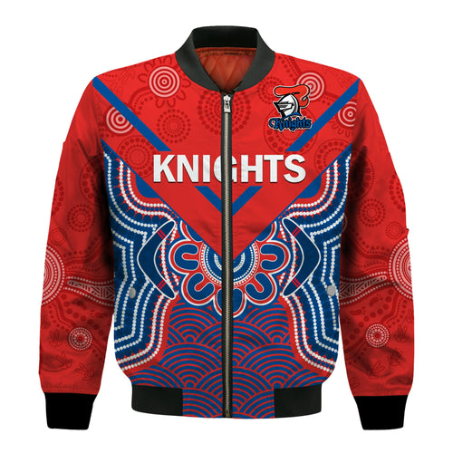 custom-text-and-number-knights-rugby-bomber-jacket-novocastrians-1987-aboriginal-art