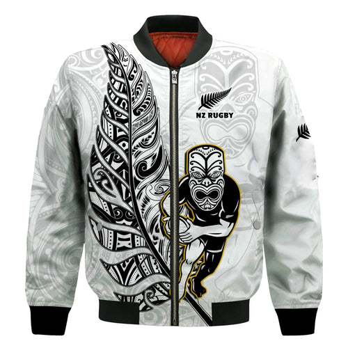 custom-text-and-number-new-zealand-silver-fern-rugby-bomber-jacket-all-black-maori-version-white