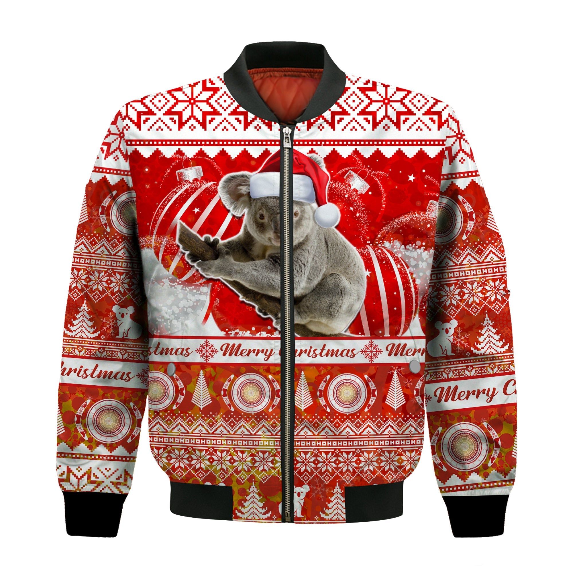 australia-bomber-jacket-koala-aboriginal-painting-merry-christmas