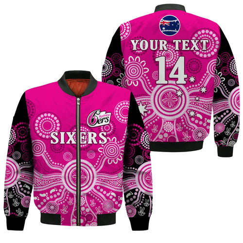 custom-text-and-number-sydney-sixers-bomber-jacket-cricket-indigenous-australian-art-ver01