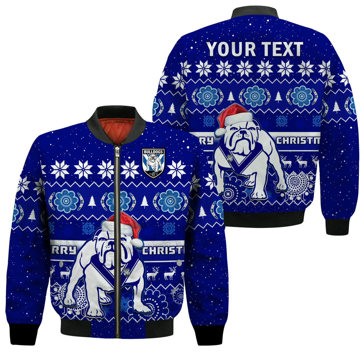 custom-personalised-bulldogs-rugby-christmas-bomber-jacket-berries-merry-xmas-aboriginal-art