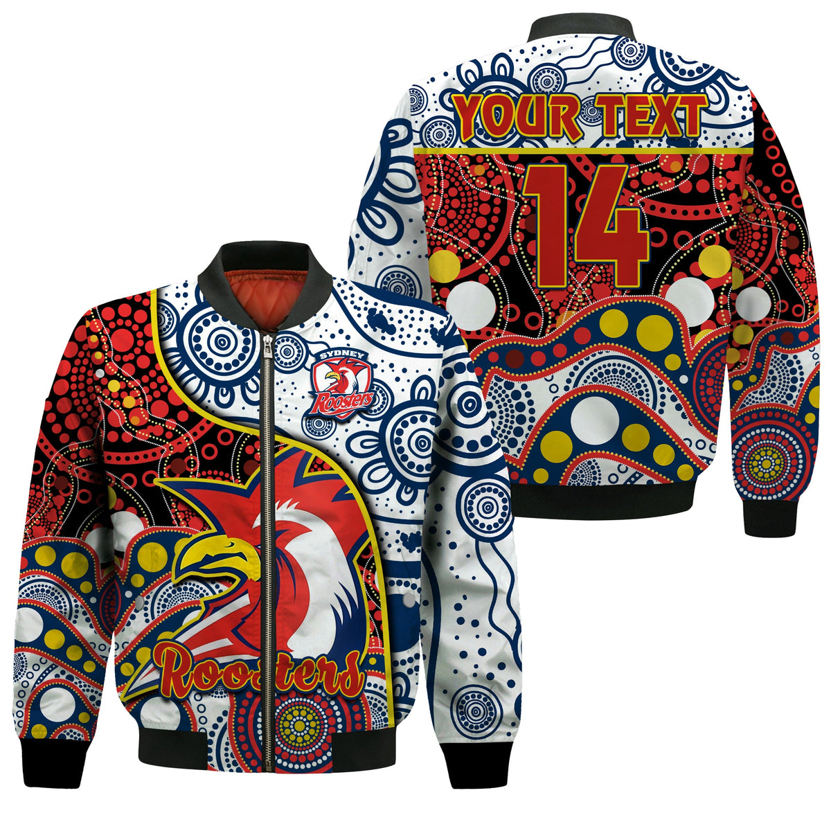custom-text-and-number-roosters-rugby-bomber-jacket-easts-1908-aboriginal-artsy-premiers