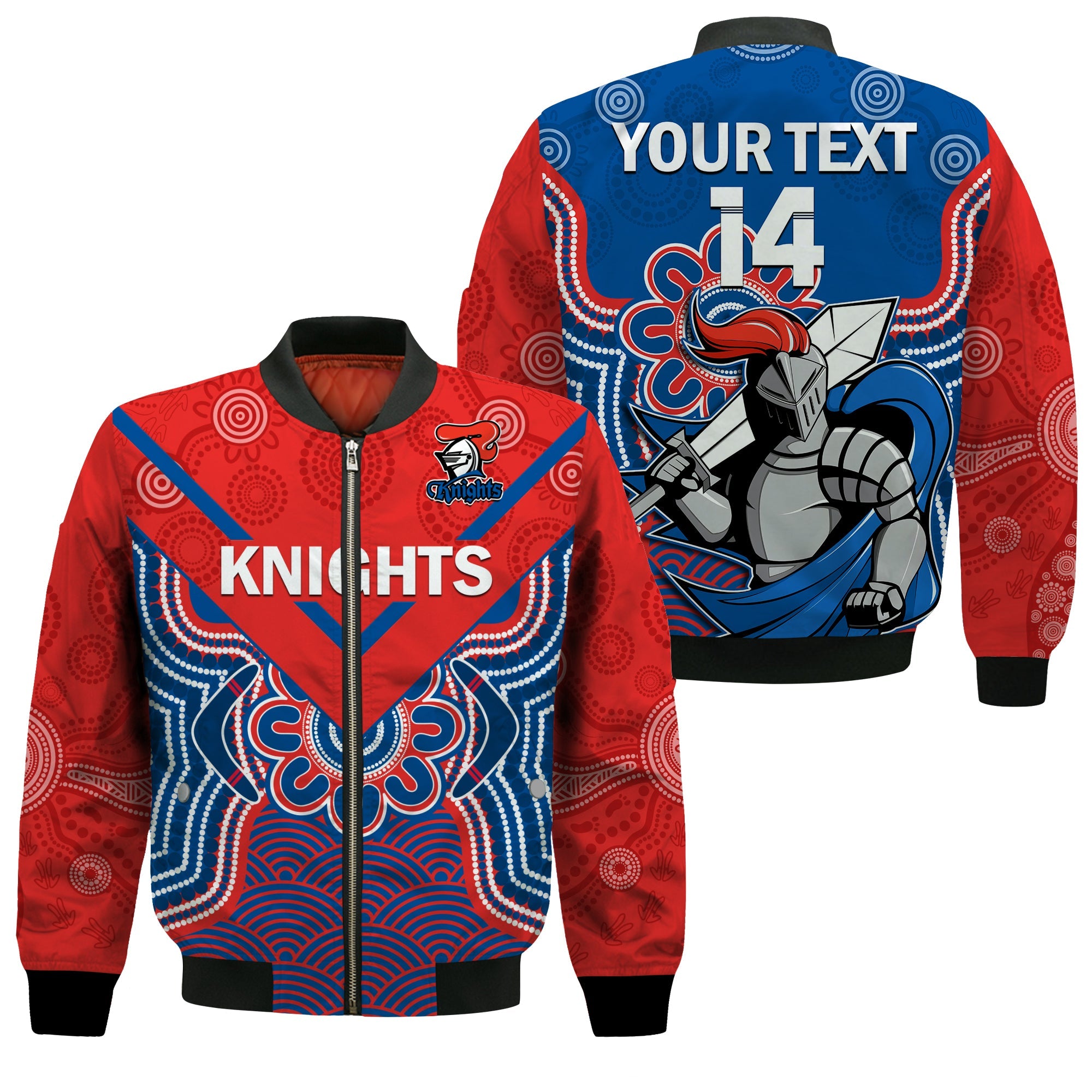 custom-text-and-number-knights-rugby-bomber-jacket-novocastrians-1987-aboriginal-art