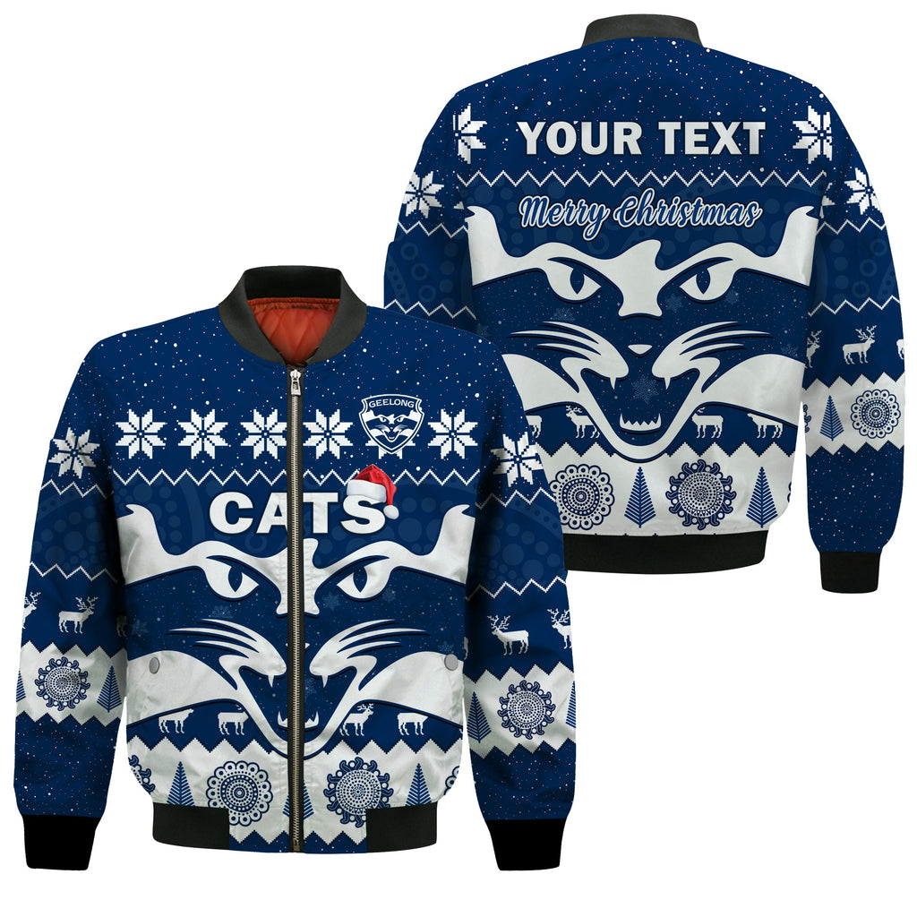 custom-personalised-cats-football-christmas-bomber-jacket-geelong-aboriginal-painting