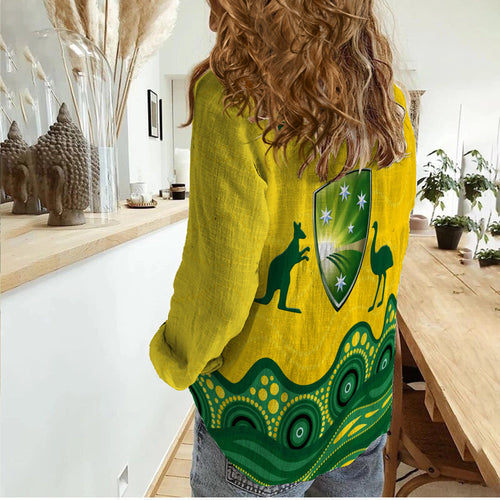 Australia Cricket Aboriginal Pattern Women Casual Shirt - LT2