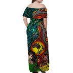Australia Aboriginal Kangaroo Combine New Zealand Maori Kiwi Bird Off Shoulder Long Dress - LT2
