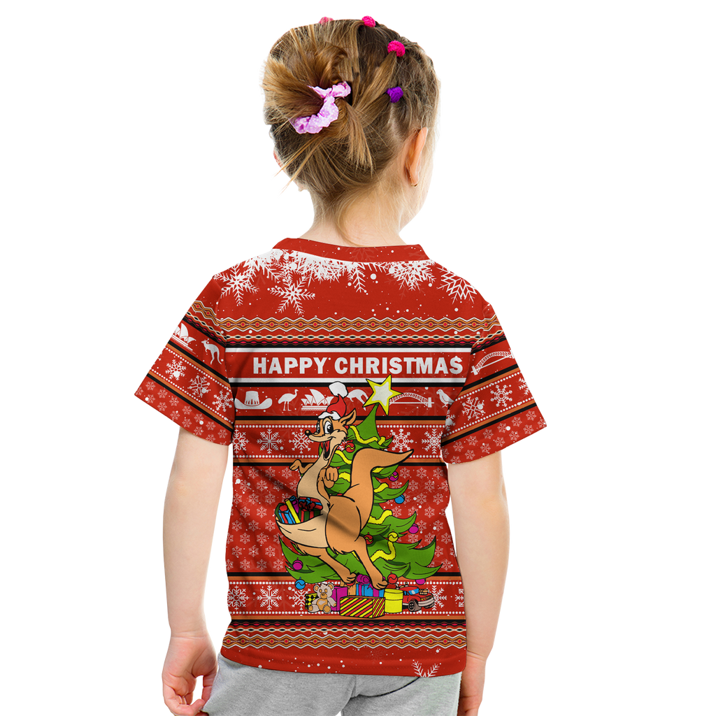 Australia Christmas Kangaroo Aboriginal Pattern T Shirt - LT2