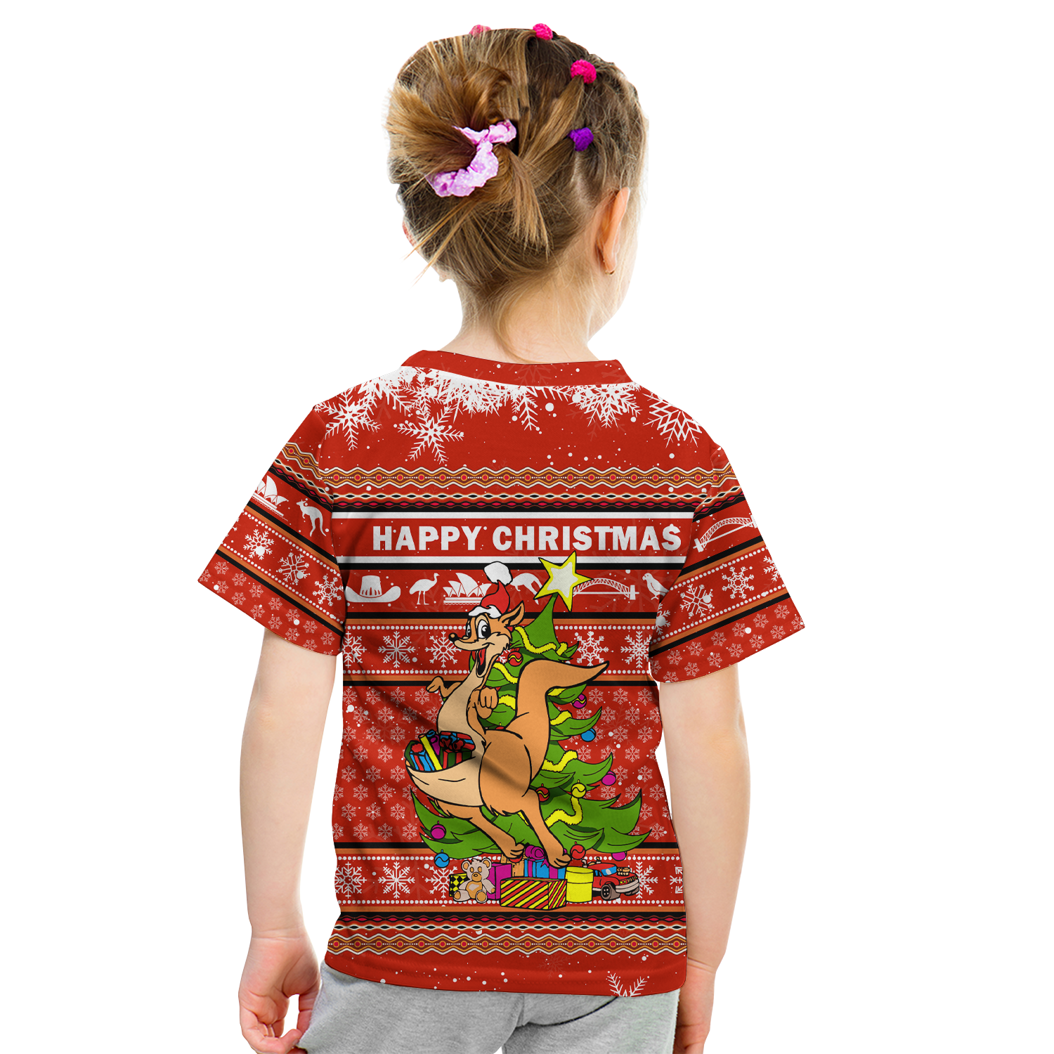 Australia Christmas Kangaroo Aboriginal Pattern T Shirt - LT2
