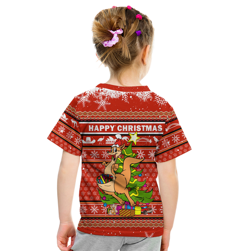 Australia Christmas Kangaroo Aboriginal Pattern T Shirt - LT2