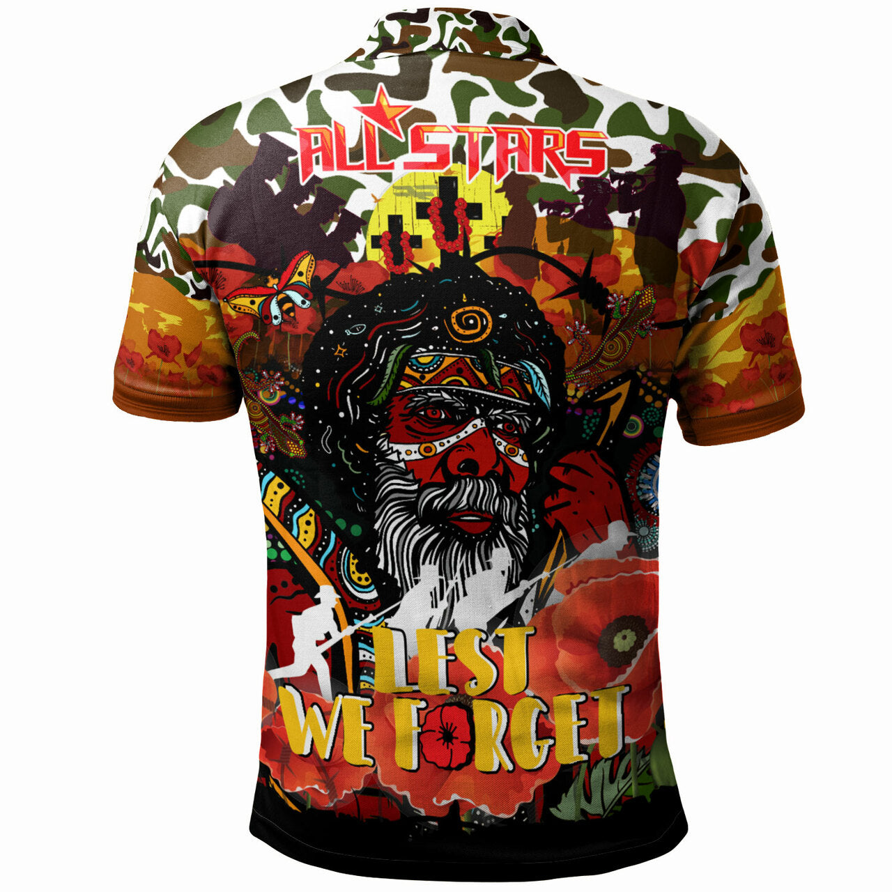 all-stars-rugby-anzac-lest-we-forget-polo-shirt-custom-indigenous-anzac-dreaming-with-camouflage-and-poppy-flower