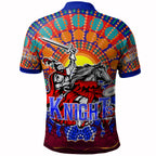 knights-rugby-polo-shirt-custom-indigenous-knights-with-rugby-ball-and-sun-watercolor-dot-painting-polo-shirt
