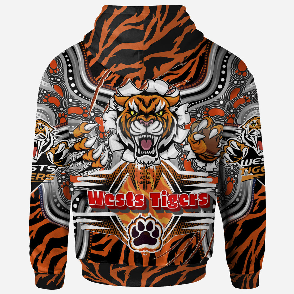 Western Suburbs Balmain Wests Tigers Rugby Aboriginal Hoodie - Custom Indigenous Super Wests Tigers Scratch Style RLT13