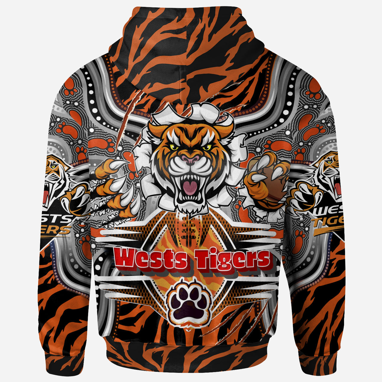Western Suburbs Balmain Wests Tigers Rugby Aboriginal Hoodie - Custom Indigenous Super Wests Tigers Scratch Style RLT13