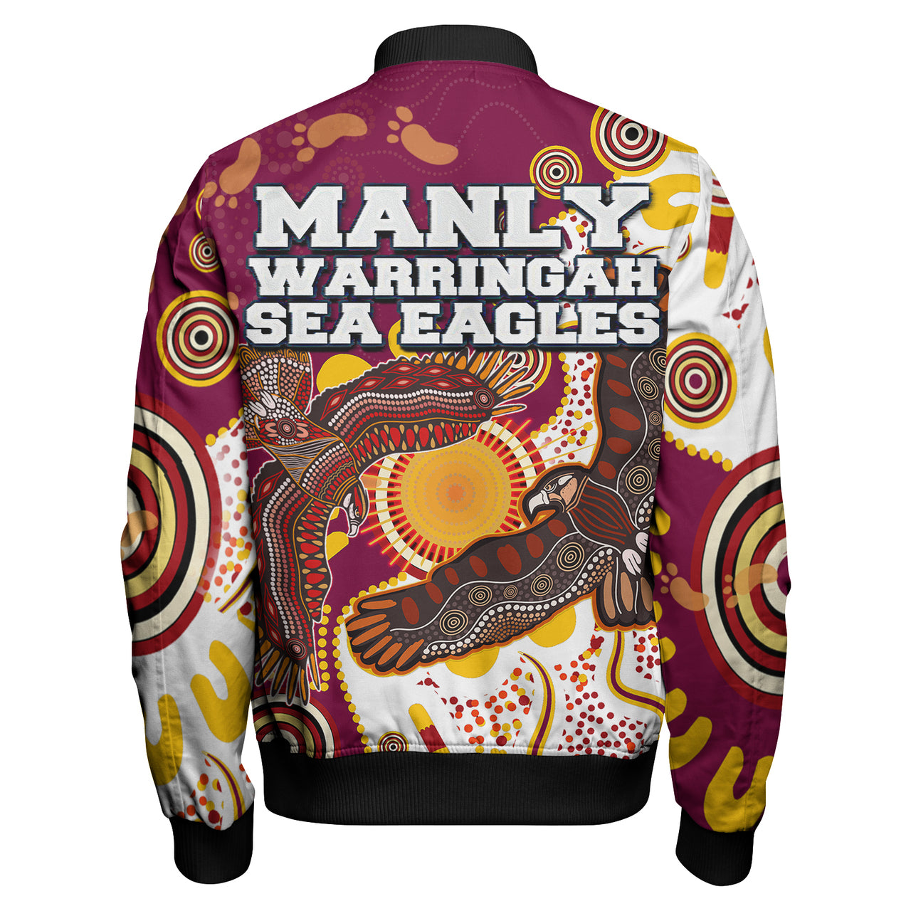 sea-eagles-aboriginal-rugby-bomber-jacket-double-sea-eagles-with-tribal-sun-and-footprints