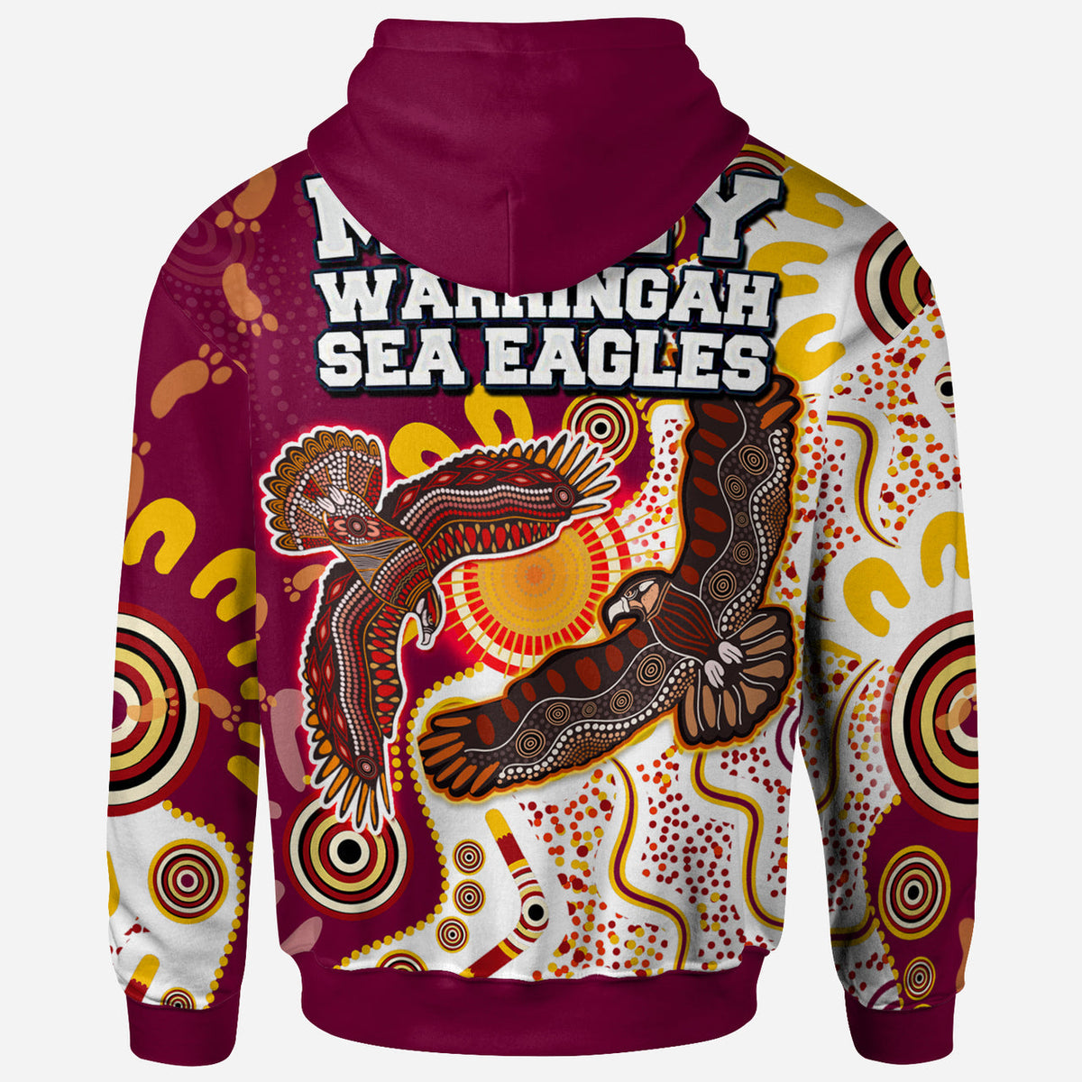 sea-eagles-aboriginal-rugby-custom-hoodie-custom-double-sea-eagles-with-tribal-sun-and-footprints