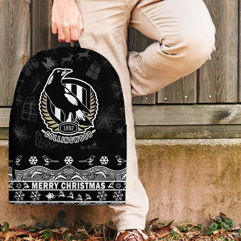 collingwood-pies-unique-winter-season-backpack-magpies-merry-christmas-no2