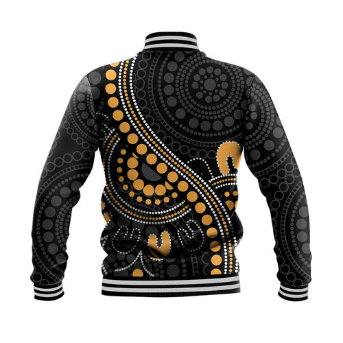 Aboriginal Baseball Jacket Black Aboriginal Dot Art Version LT9