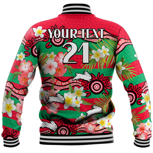 custom-personalised-rabbitohs-rugby-baseball-jacket-tropical-flowers-and-palm-hawaiian-style