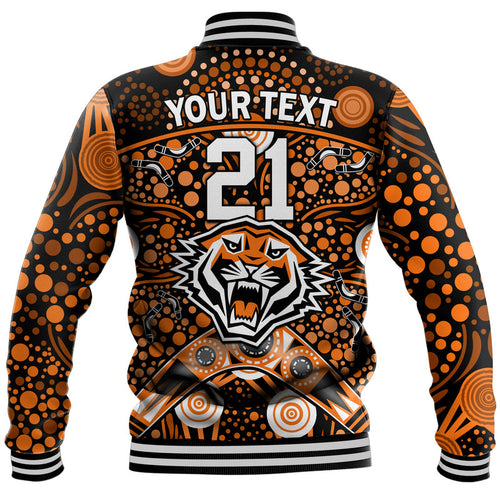 custom-personalised-wests-tigers-rugby-baseball-jacket-boomerang-indigenous-dots