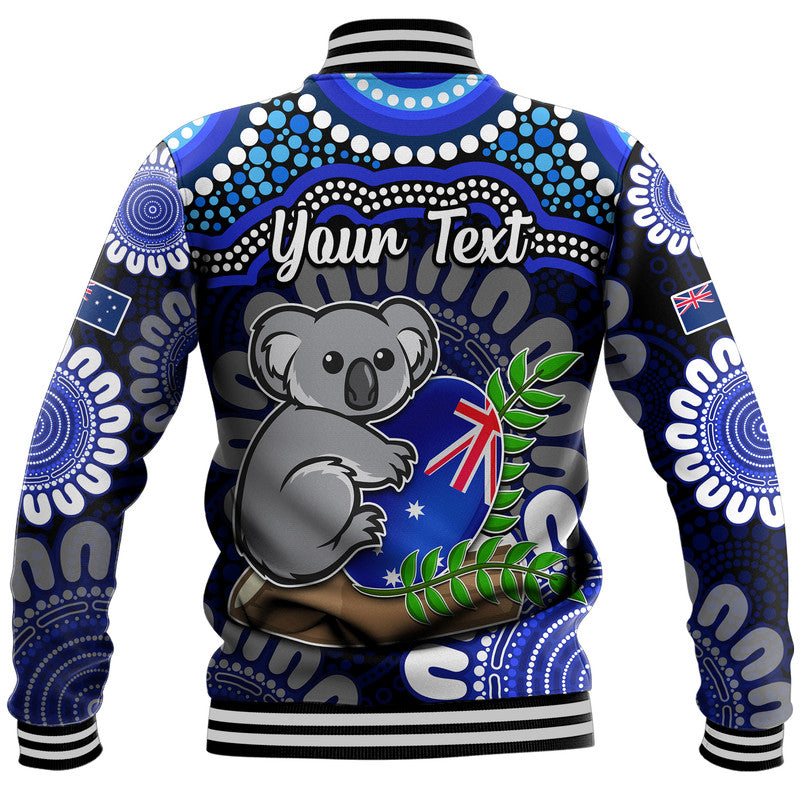 custom-personalised-australia-koala-aboriginal-baseball-jacket-koala-hugging-rugby-ball-blue