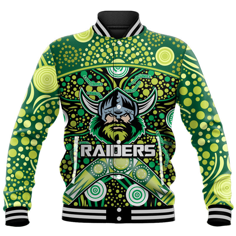 custom-personalised-raiders-rugby-baseball-jacket-boomerang-indigenous-dots
