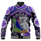 custom-personalised-australia-koala-aboriginal-baseball-jacket-koala-hugging-rugby-ball-purple