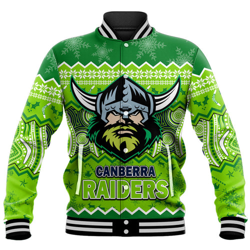 custom-personalised-canberra-the-green-machine-raiders-aboriginal-christmas-vibe-baseball-jacket
