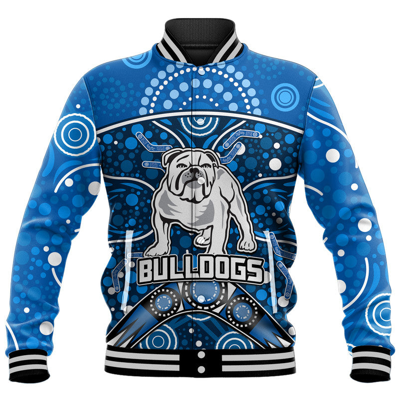 custom-personalised-bulldogs-rugby-baseball-jacket-boomerang-indigenous-dots