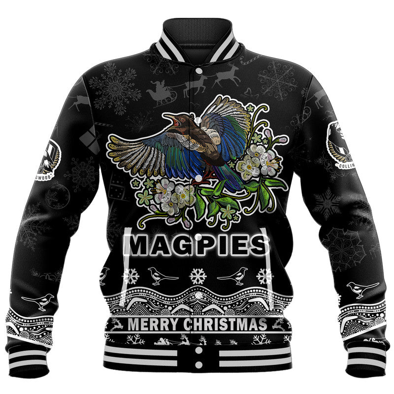 collingwood-pies-unique-winter-season-baseball-jacket-magpies-merry-christmas