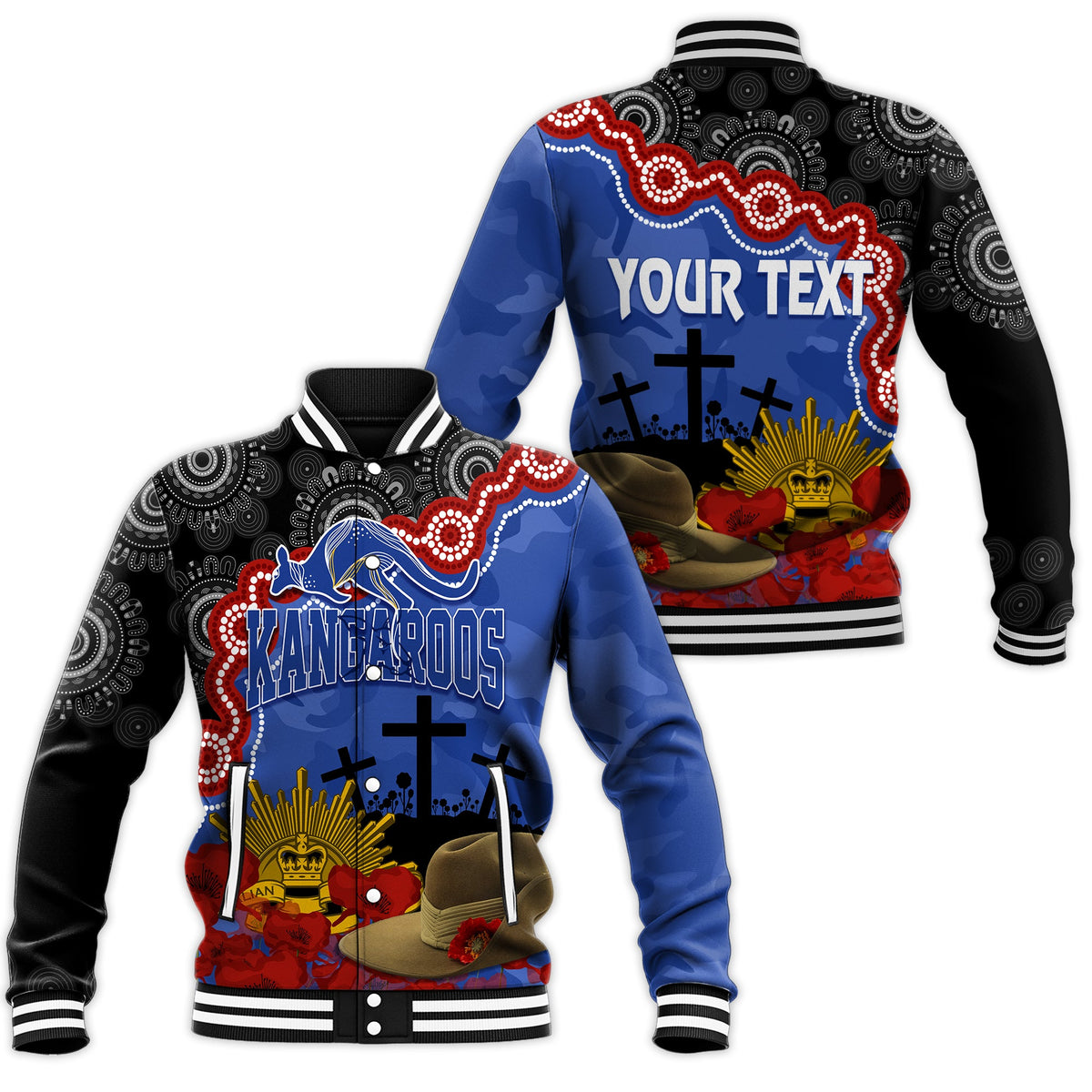 kangaroos-football-anzac-2023-baseball-jacket-aboriginal-mix-slouch-hat