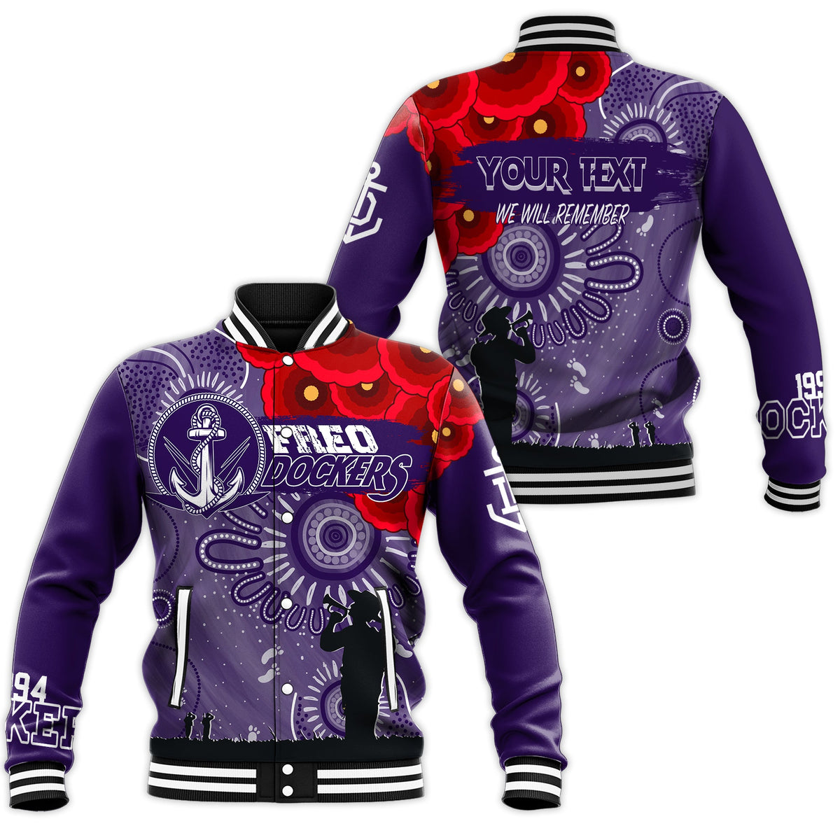 custom-personalised-freo-dockers-indigenous-anzac-day-baseball-jacket-we-will-remember