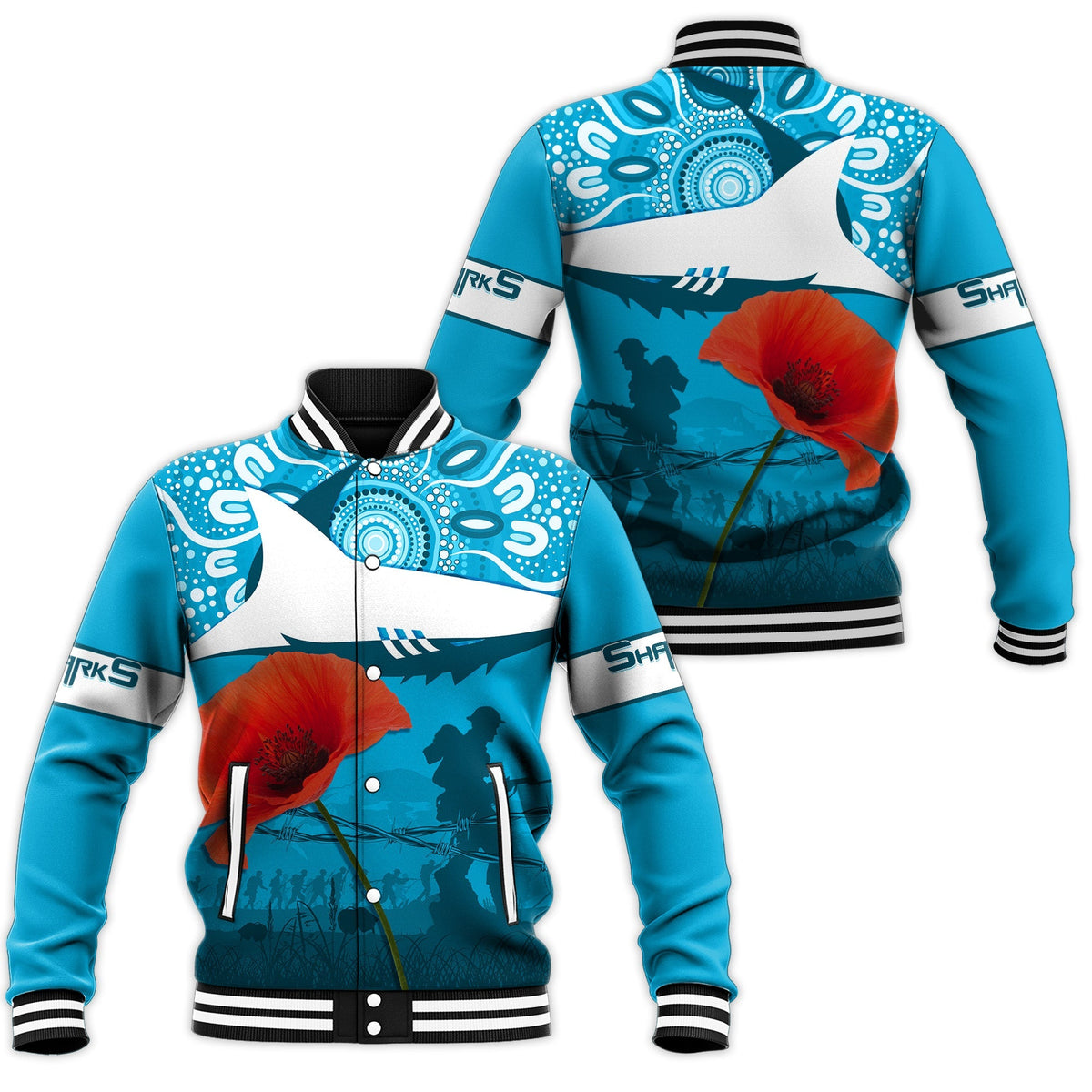 sharkies-rugby-baseball-jacket-anzac-day-barb-wire-style