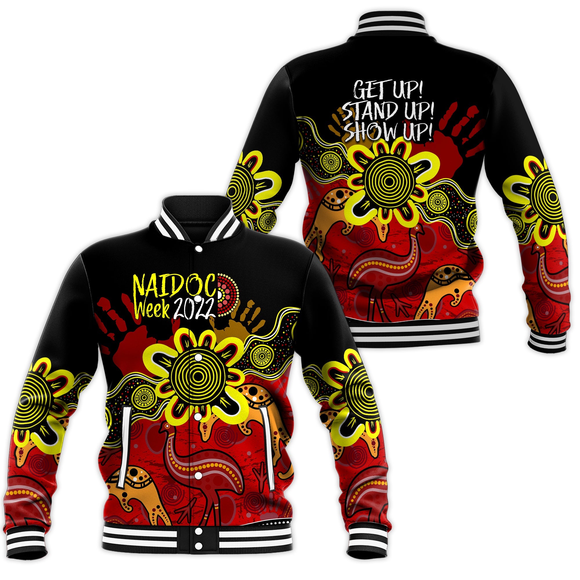 indigenous-naidoc-week-2022-baseball-jacket-kangaroo-and-emu-birds